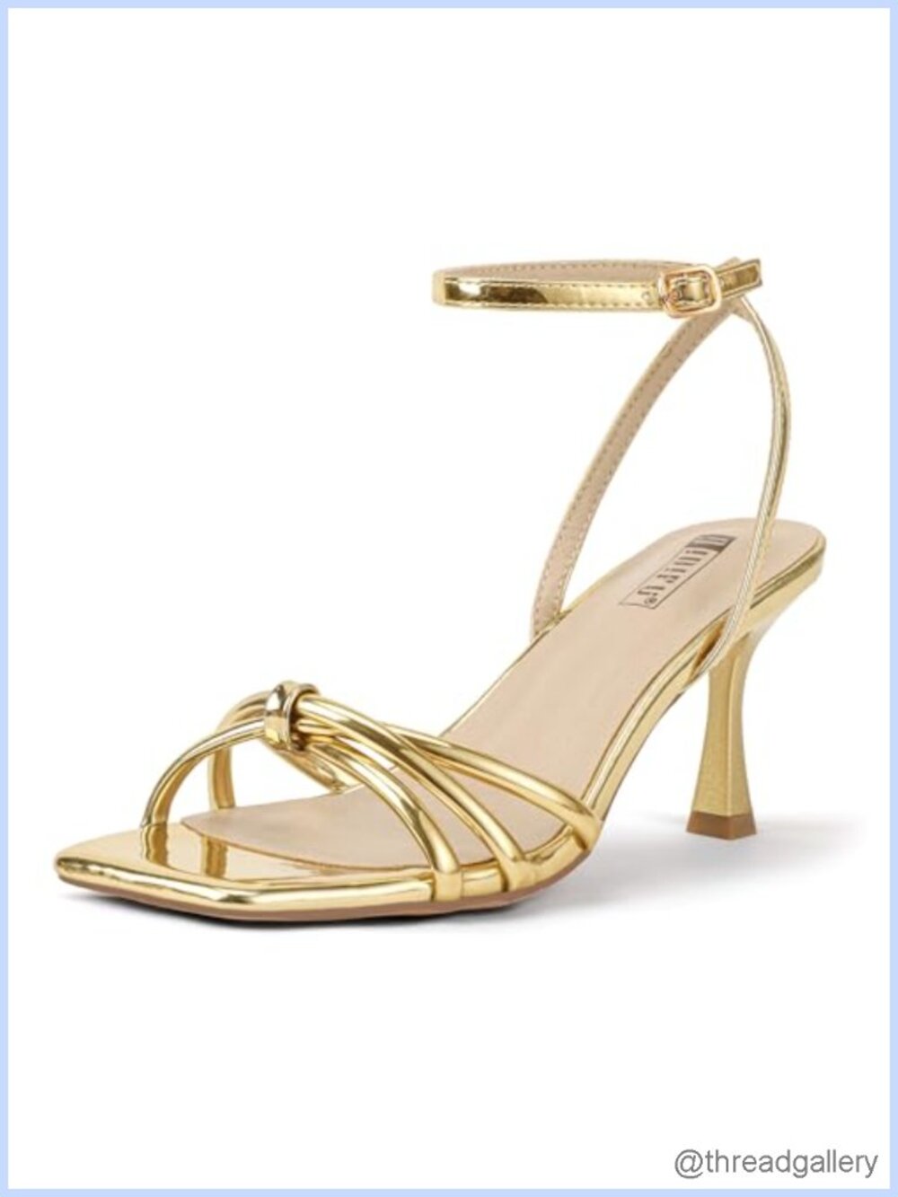 Strappy Stiletto Heeled Sandals Square Toe Ankle Strap